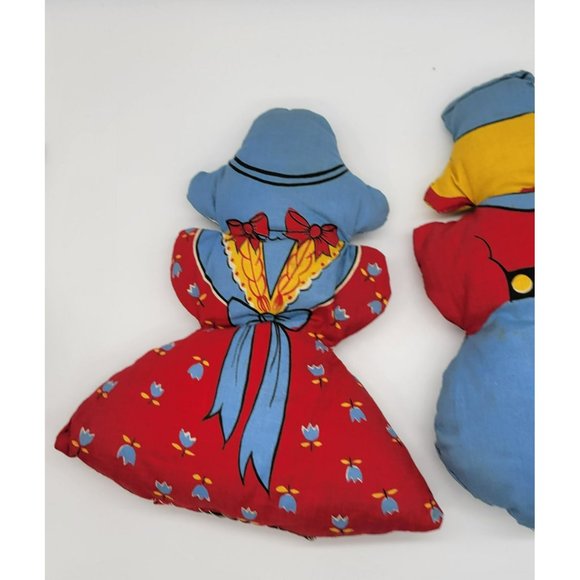 Vintage Pair Cloth Dolls VALTEX Hansel & Gretel Penn. Dutch Boy Girl Cut & Sew - Picture 12 of 13